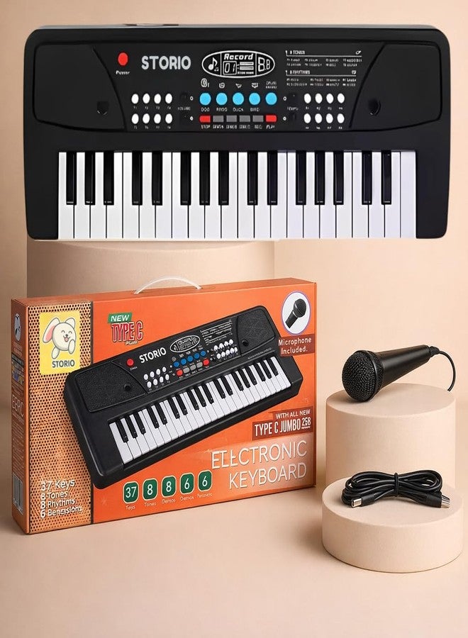 Storio Kids Piano Keyboard with Mic | 37 Keys, 8 Rhythms, 8 Tones & 6 Demo Songs | Electronic Musical Toy for Boys & Girls Age 2-5 | Educational & Recording Keyboard for Beginners - Image 1